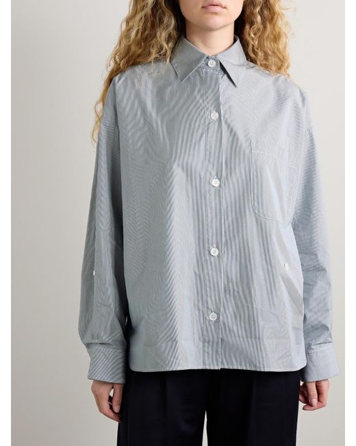 Twp Gray New Earl Asymmetric Striped Cotton-Poplin Shirt