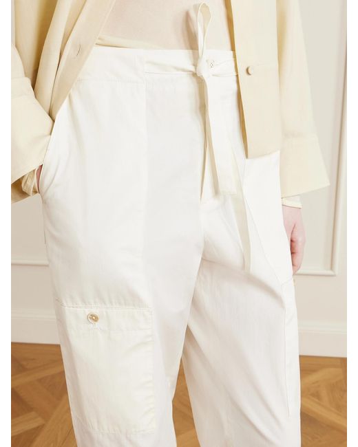Jil Sander White Cotton-Poplin Cargo Pants