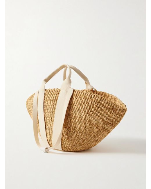 Muuñ Natural Sophie Canvas-Trimmed Woven Straw Tote