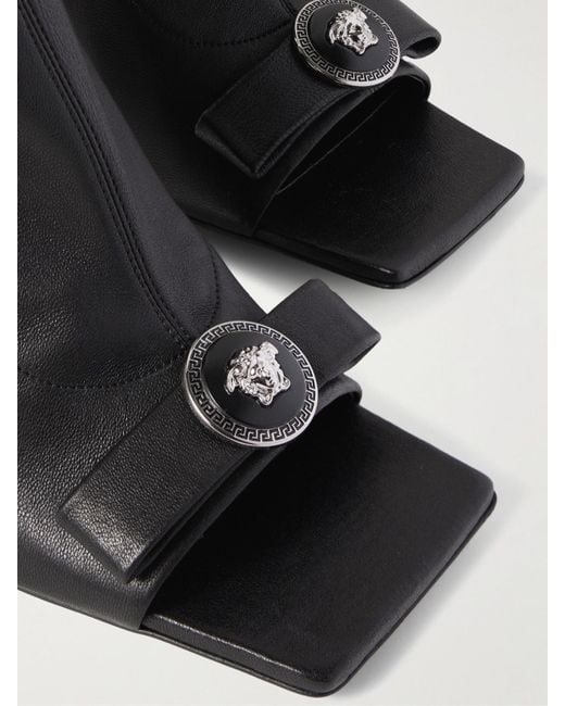Bottines En Cuir À Ornements Gianni Ribbon Versace en coloris Black