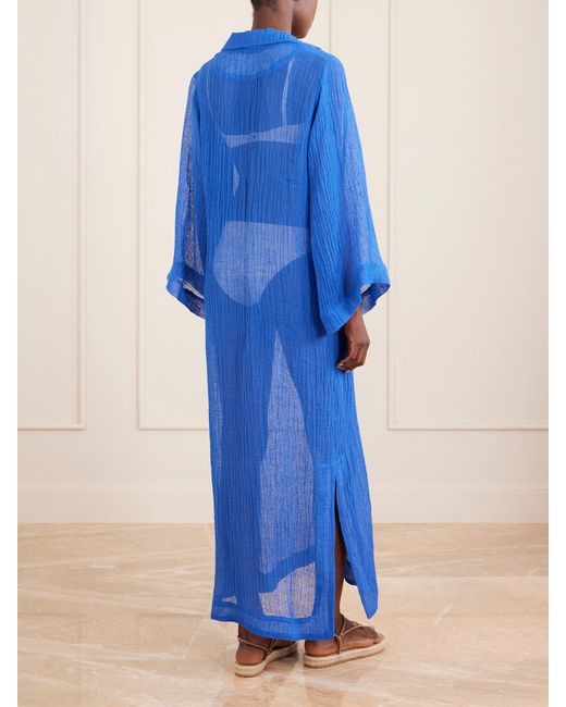 Lisa Marie Fernandez Blue Linen-Blend Coverup