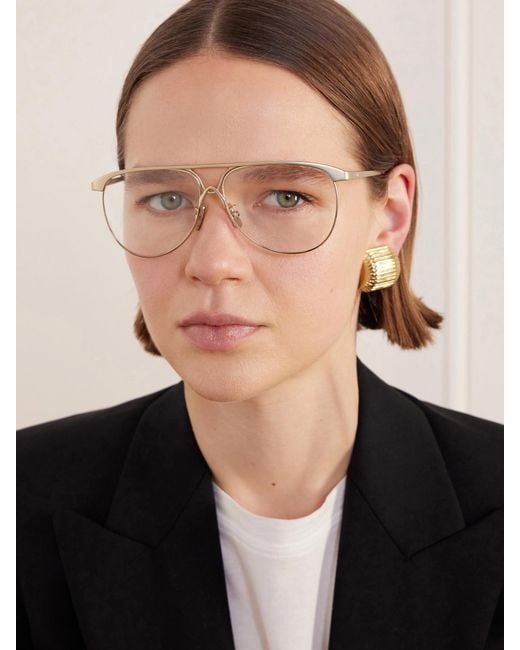 Céline Natural Aviator-Style Metal Glasses