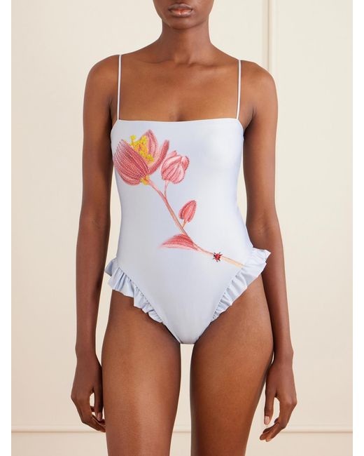 Agua Bendita White Montaña Bead-Embellished Stretch Recycled Swimsuit