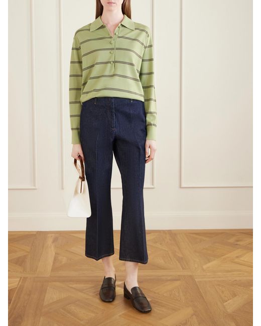Dries Van Noten Blue Cropped High-Rise Flared Jeans