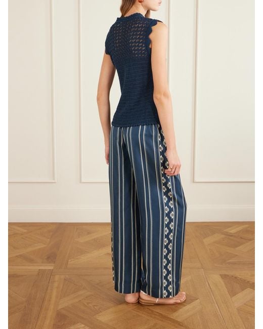 Eres Blue Aurora Crochet-Knit Top