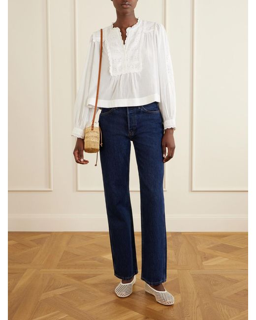 Muuñ Natural Minette Leather-Trimmed Raffia Shoulder Bag