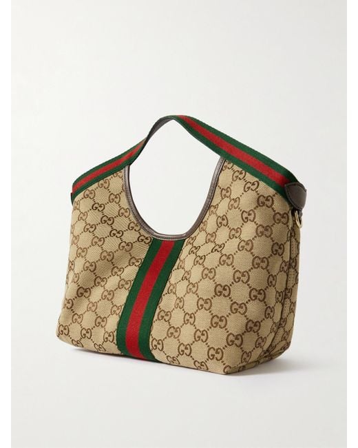 Gucci Metallic Giglio Small Leather-Trimmed Canvas-Jacquard Tote