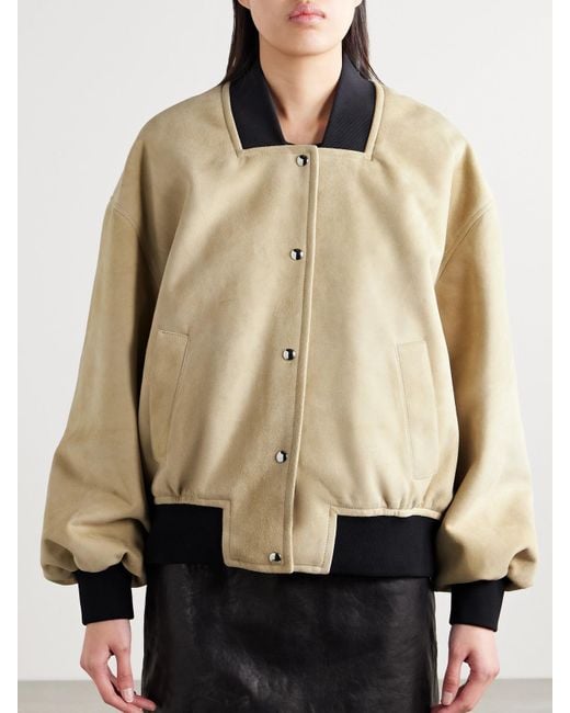 Khaite Natural Spence Suede Bomber Jacket