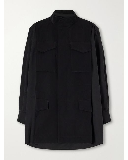 Sacai Black Crepe-Trimmed Woven Shirt