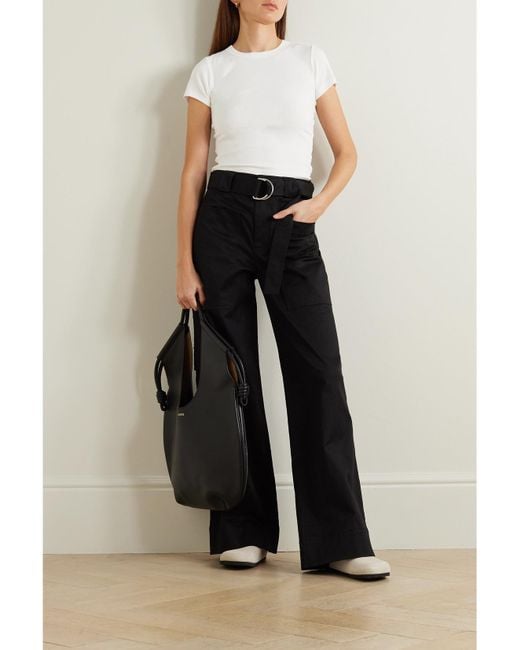 Leset White Kelly Ribbed Stretch-Cotton Jersey T-Shirt