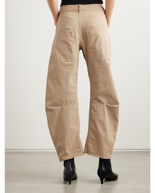 Nili Lotan Natural Shon Brushed Cotton-Blend Twill Tapered Pants