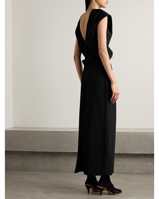 Khaite Black Ima Wool-Blend Grain De Poudre Maxi Dress