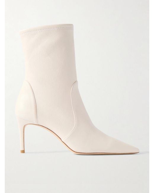 Stuart Weitzman White Stuart Power Leather Ankle Boots