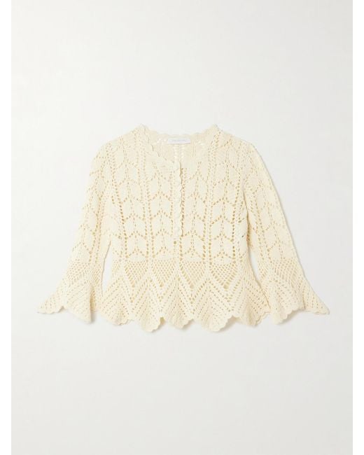 Zimmermann Natural Awaken Scalloped Crocheted Cotton Top