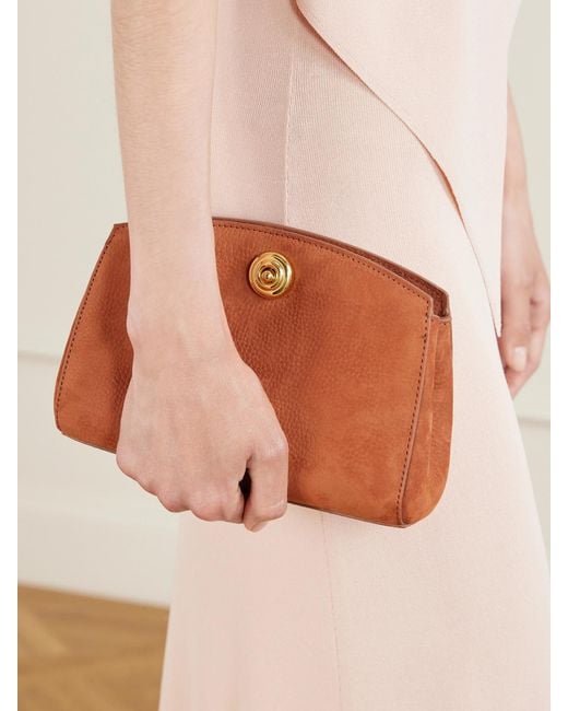 Liffner Orange Pushlock Leather Clutch
