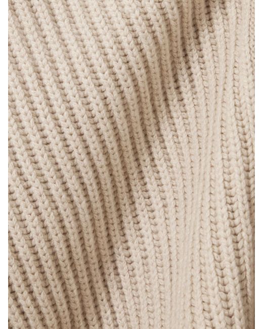 Brunello Cucinelli Natural Ribbed Wool, Cashmere And Silk-Blend Cardigan