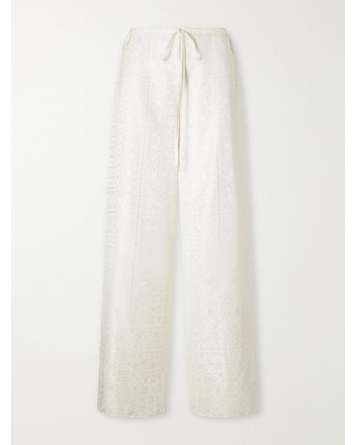LIBEROWE White Silk-Jacquard Wide-Leg Pants