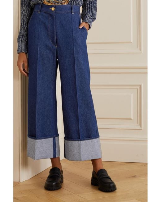 Patou Blue Hoch Sitzende Jeans Mit Weitem Bein Aus Bio-Denim