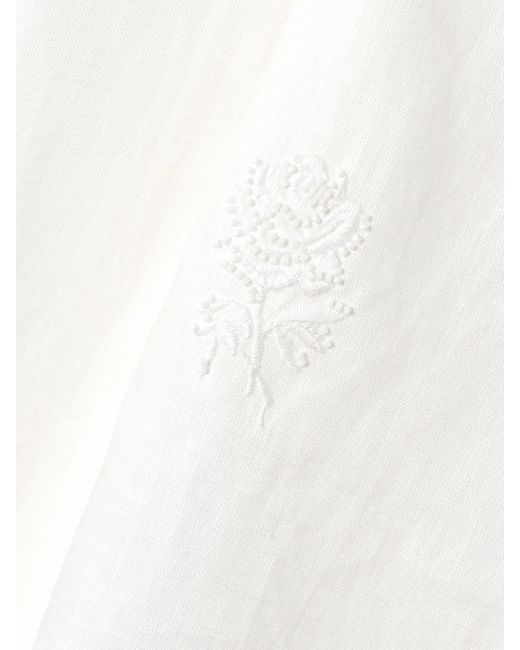 Sir White Alessandra Embroidered Linen Midi Skirt