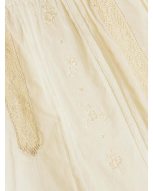 Doen Natural Frederica Lace-Trimmed Organic Cotton-Voile Blouse