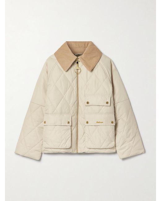 Barbour Natural Milby Cotton-Corduroy Trimmed Quilted Recycled-Shell Jacket