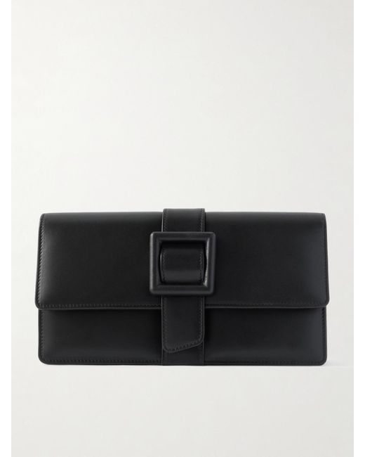 Manolo Blahnik Black Maycap Buckled Leather Clutch