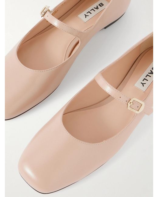 Bally Natural Belkys Leather Mary-Jane Ballet Flats