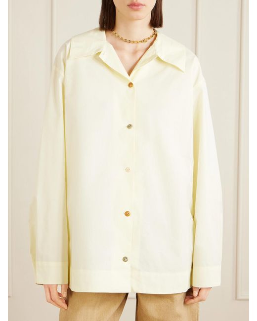 OSSOU Natural Cove Scarf-Detailed Cotton-Poplin Shirt