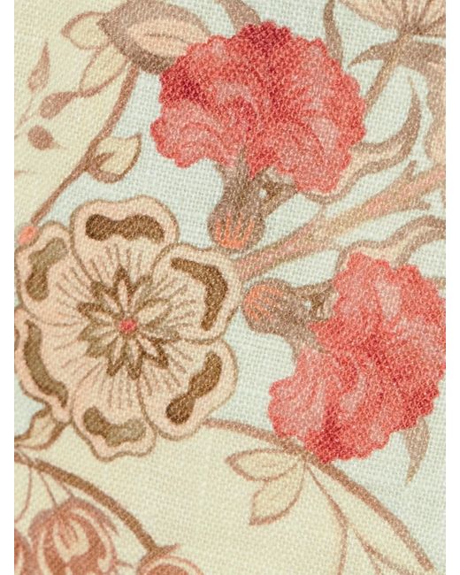 Zimmermann Blue Daylight Shorts Aus Bedrucktem Leinen Mit Bundfalten, Wellenkanten Und Gürtel