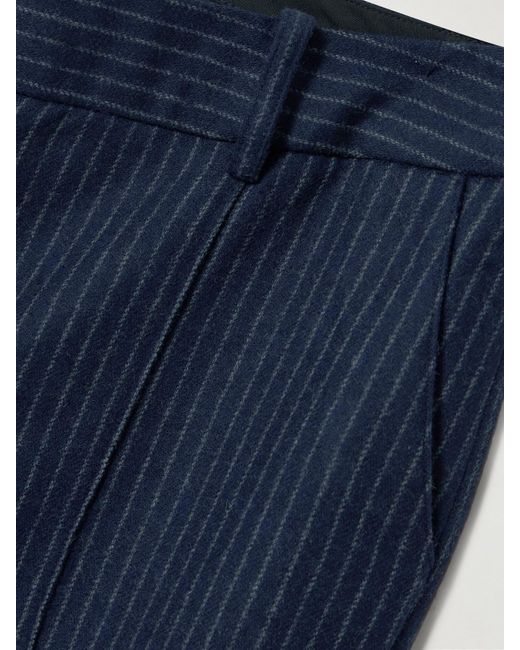 Cara Cara Blue Tristan Pinstriped Brushed Wool-Blend Flared Pants
