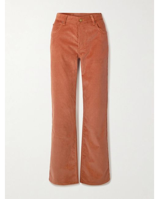 B Sides Orange Bec Cotton-Blend Corduroy Wide-Leg Pants