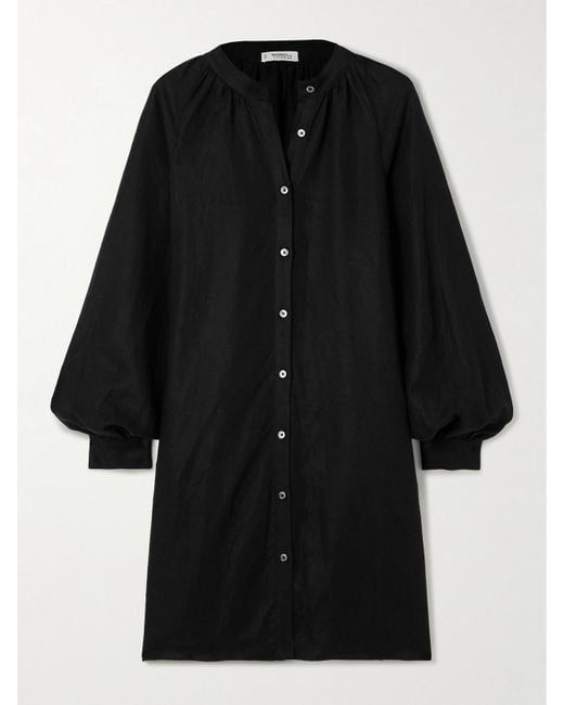 Robe Midi En Lin Et Modal Tencel Lenzing Mélangés À Ceinture Meaza Lemlem en coloris Black