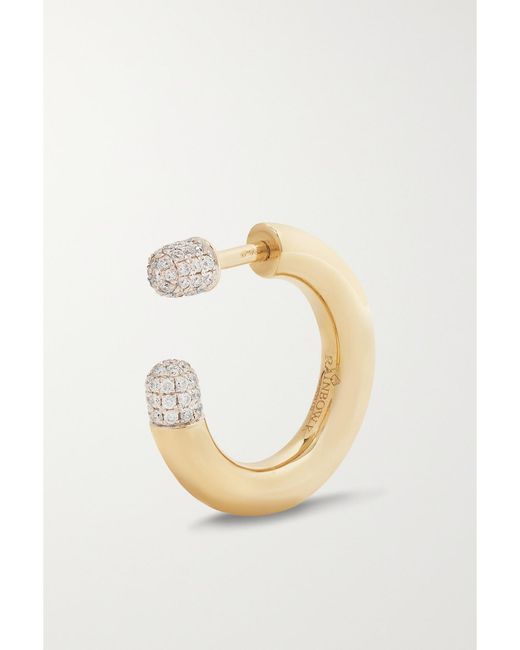 Rainbow K Metallic Small Tube 9-Karat Diamond Single Hoop Earring