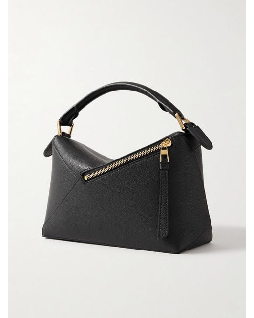 Loewe Black Puzzle Edge Kleine Schultertasche Aus Strukturiertem Leder