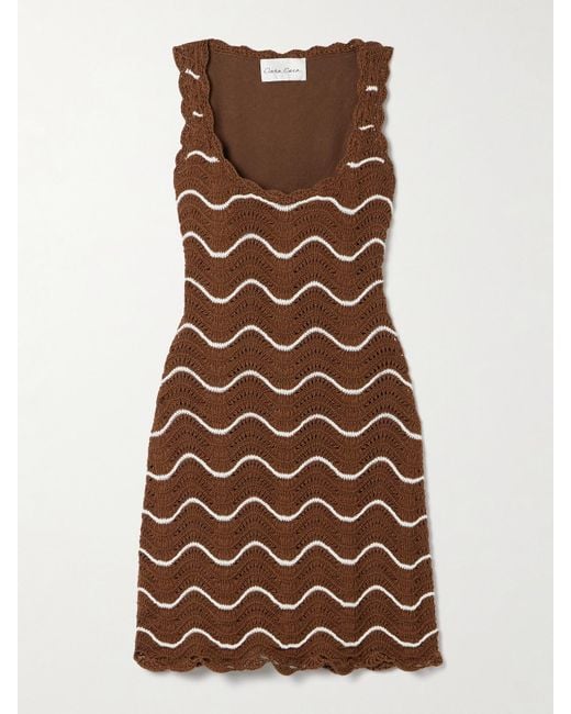 Cara Cara Brown Orel Minikleid Aus Gestreifter Baumwolle Mit Wellenkanten