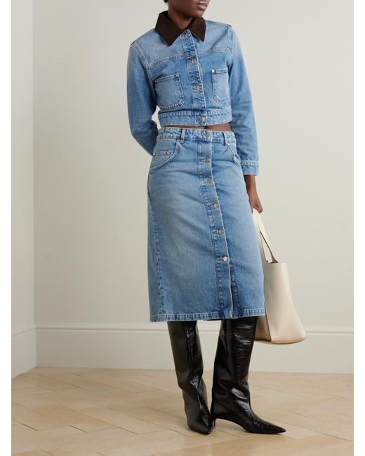 Stella McCartney Blue Midirock Aus Bio-Denim Mit Verzierungen