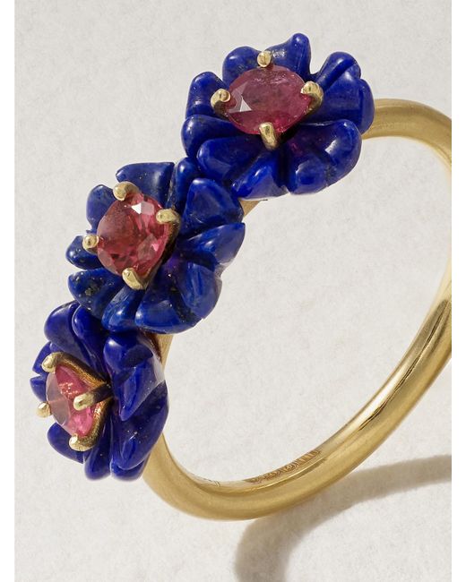Irene Neuwirth Blue Botanical Ring Aus 18 Karat Mit Lapislazuli Und Turmalinen