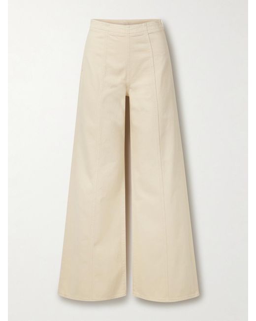 Ulla Johnson Natural The Bianca Paneled High-Rise Wide-Leg Jeans
