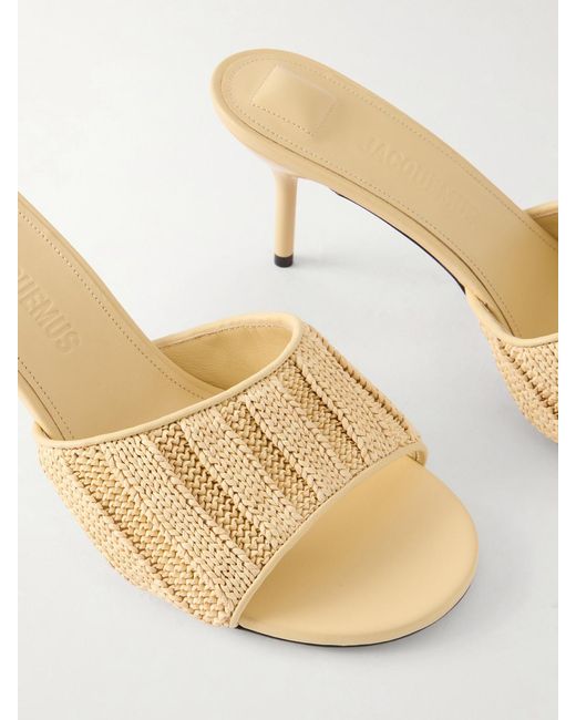 Jacquemus Natural Raffia-Effect Leather Sandals