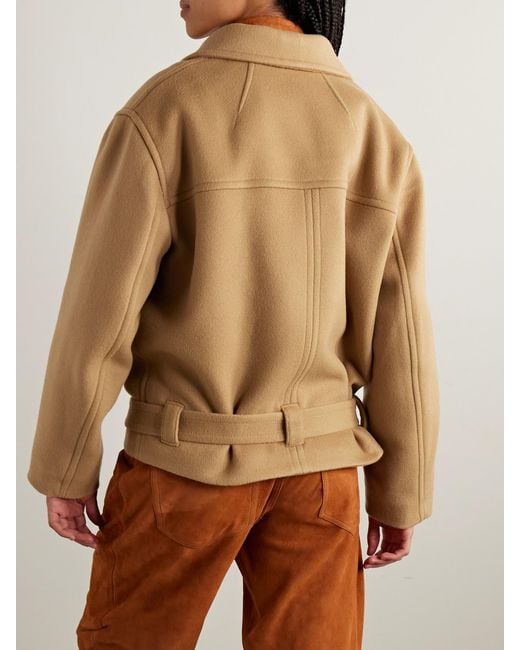 Isabel Marant Natural Warna Doppelreihige Jacke Aus Filz Aus Einer Wollmischung Mit Gürtel