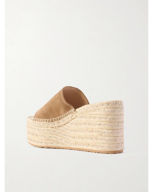 Gianvito Rossi Natural 60 Suede Platform Espadrille Sandals