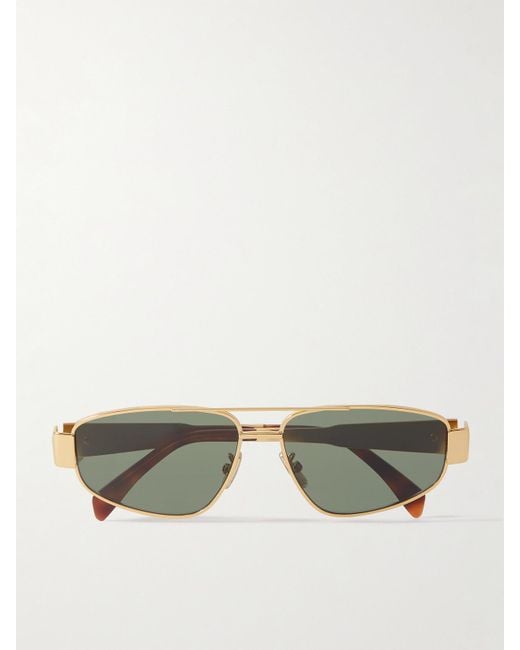Céline Metallic Triomphe Aviator-Style-Tone And Acetate Sunglasses