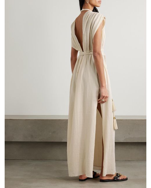 Isabel Marant Natural Joya Braided Gathered Cotton-Gauze Maxi Dress
