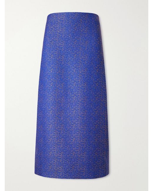 Jil Sander Blue Draped Jacquard Midi Skirt
