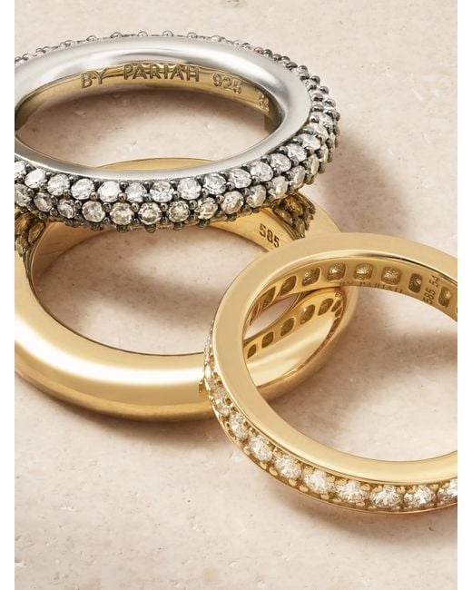 BY PARIAH Natural Set Of Three 14-Karat Recycled And Diamond Rings