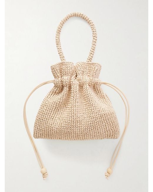 Loeffler Randall White Kylie Woven Raffia Pouch