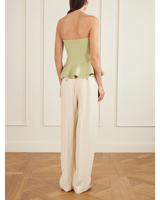 High Sport Green Eric Strapless Wool-Blend Peplum Top