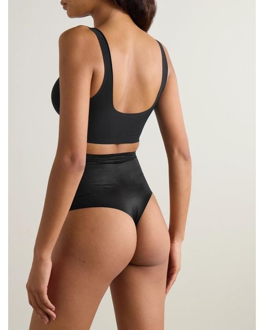 Featherlight Control Stretch-Jersey Thong Commando en coloris Black