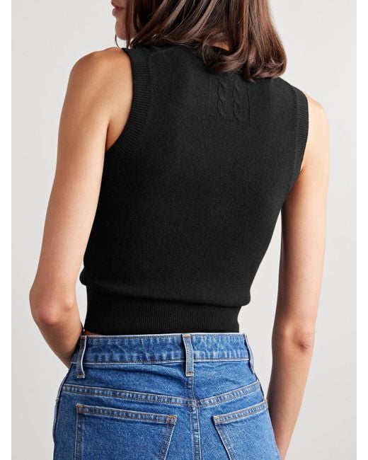 Nili Lotan Black May Cropped Cashmere Tank