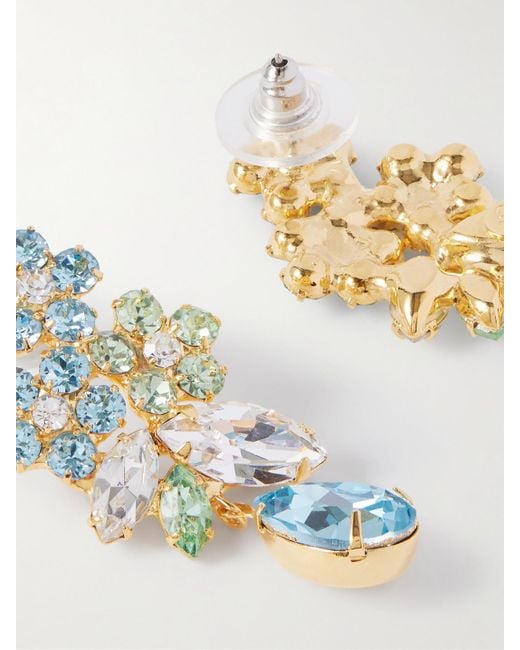 Jennifer Behr Blue Bouquet Vergoldete Ohrringe Mit Kristallen